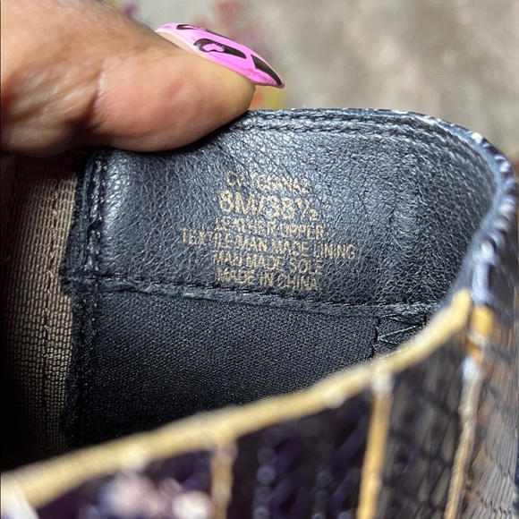 Crown Vintage Snake-Print Ankle Boots in Black, Tan & Cream - Picture 6 of 6